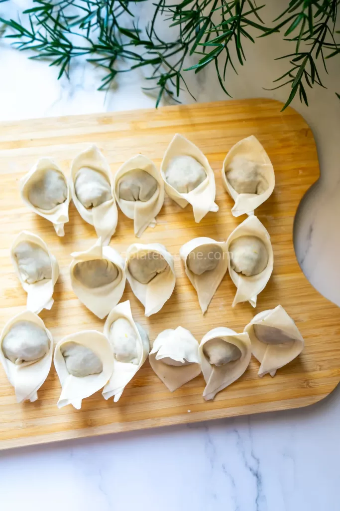 Homemade vegan wontons ready to serve