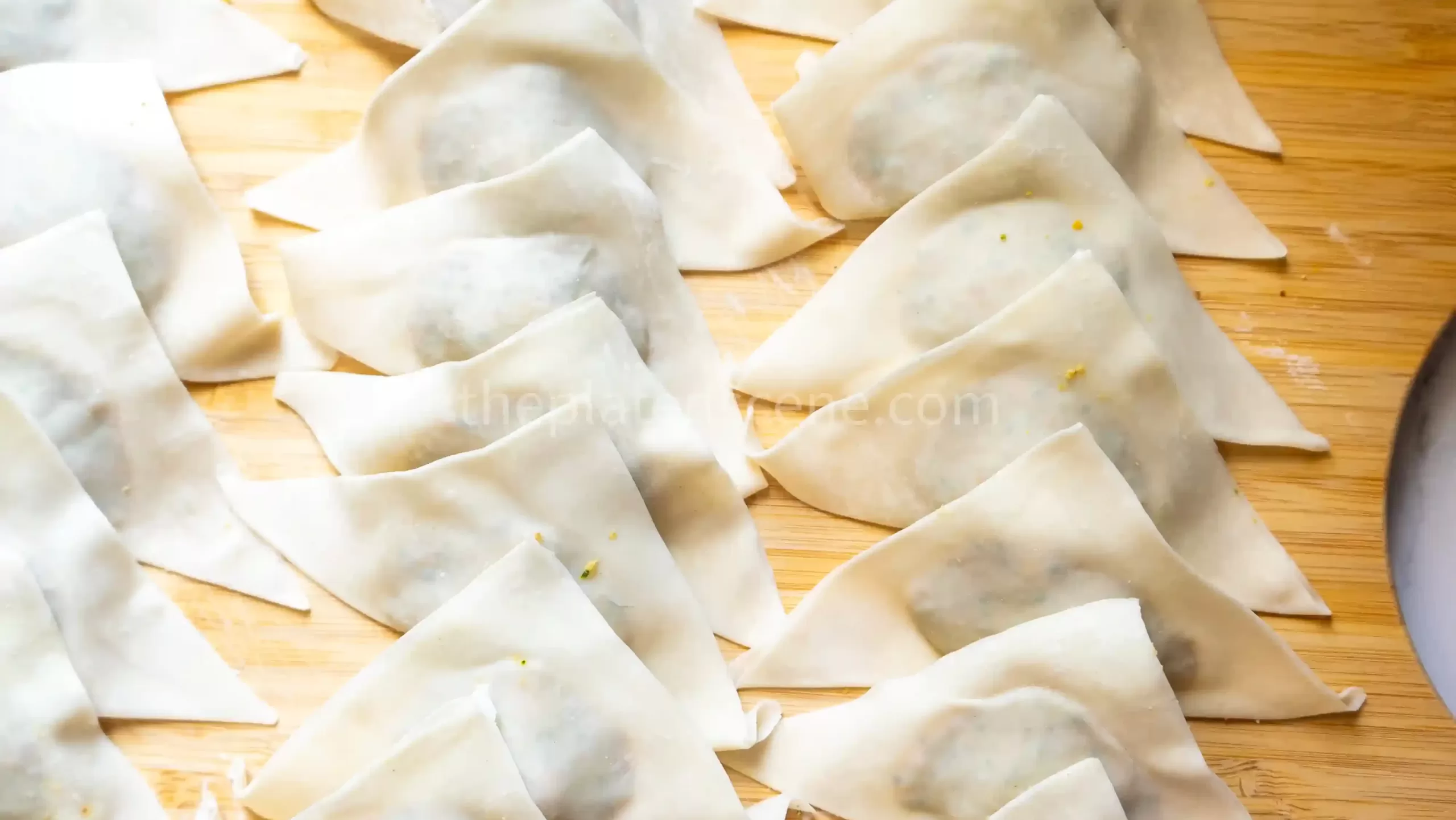 Homemade vegan wontons ready to serve