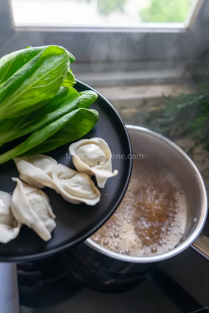 Adding Vegetables to Vegan Wonton Soup